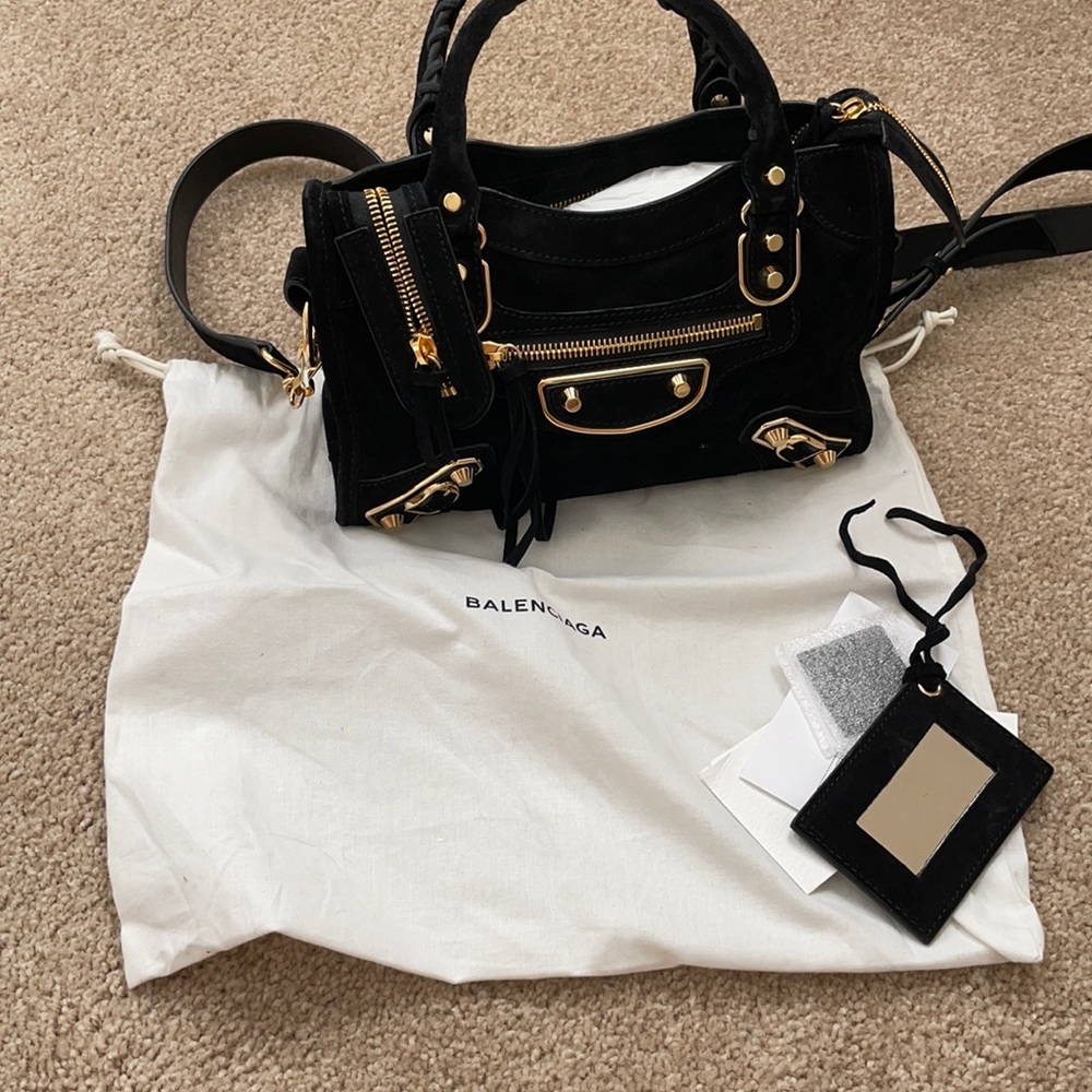 Balenciaga suede mini city